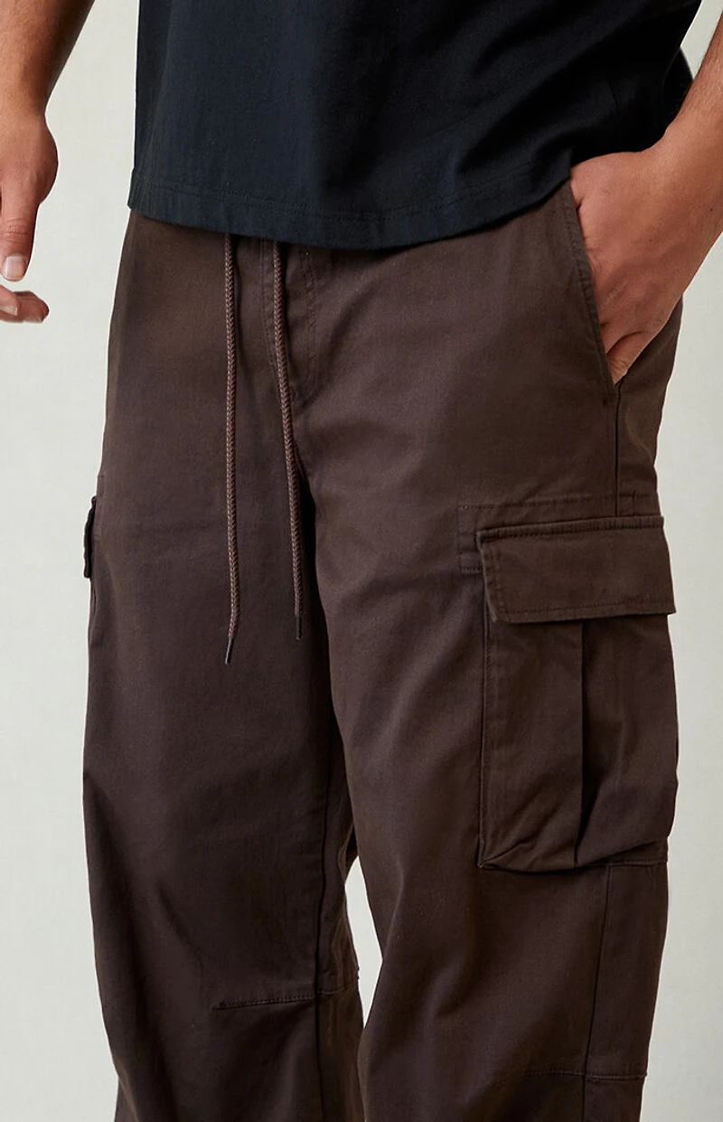 Pacsun Stretch Brody Brown Cotton Cargo Baggy Pants