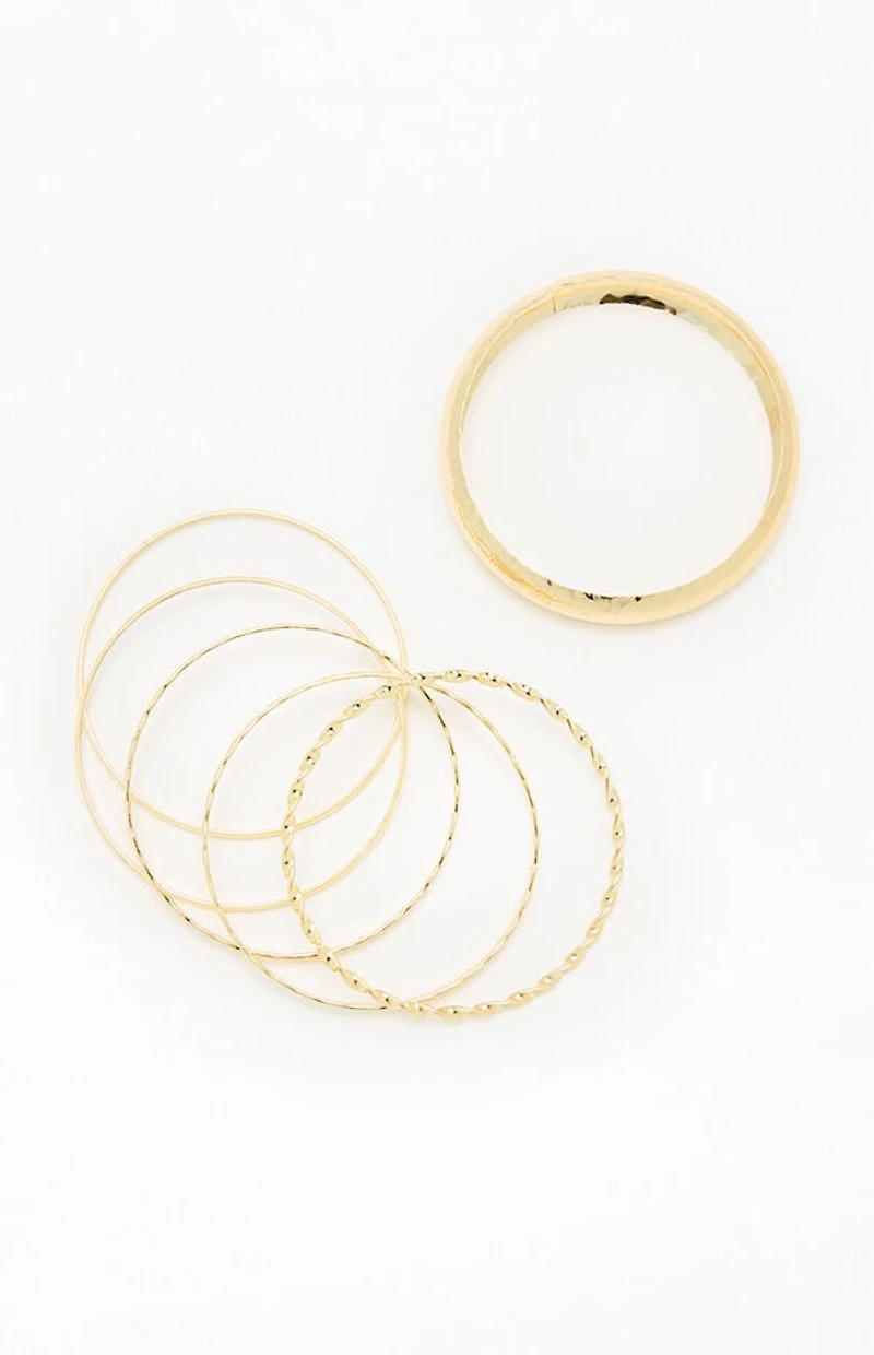 LA Hearts Etched Bangle Set