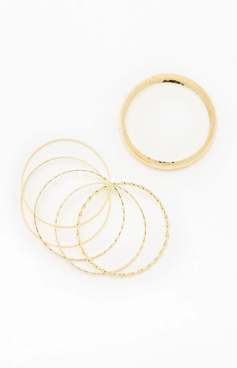 LA Hearts Etched Bangle Set