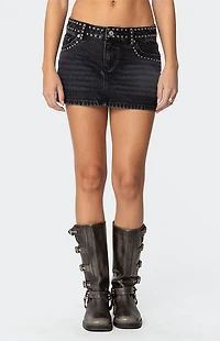 Edikted Mia Studded Denim Mini Skirt
