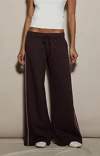 Pacsun Brown Contrast Piping Ultra Soft Fleece Baggy Sweatpants