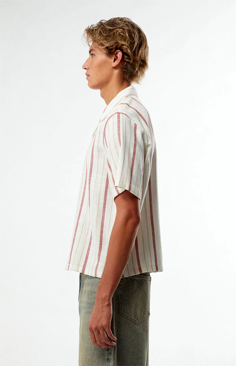 Pacsun White Striped Oversized Camp Shirt