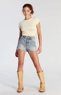 Pacsun Rhinestone Butterfly High Waisted Denim Festival  Shorts