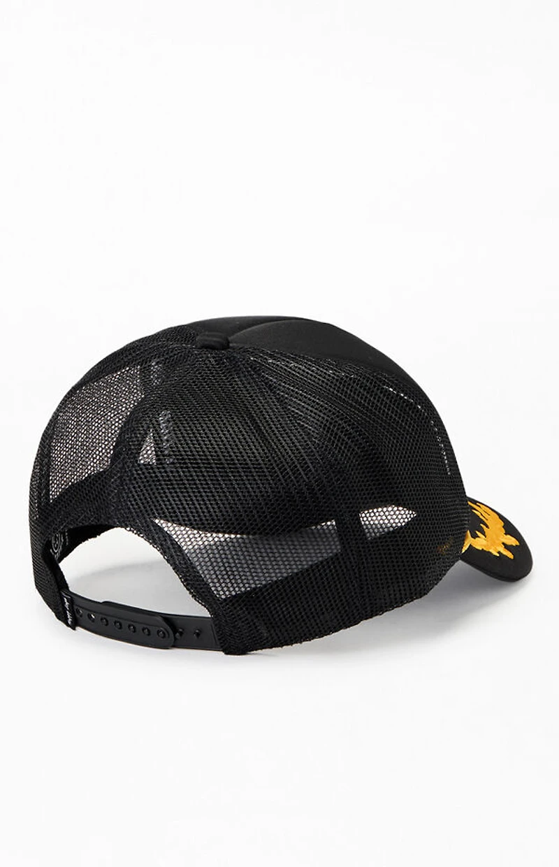 Happy Caps Black Double Blind Embroidered Foam Trucker Hat