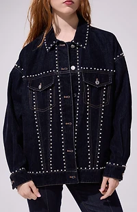 AZALEA WANG Micah Pearl Oversized Denim Jacket
