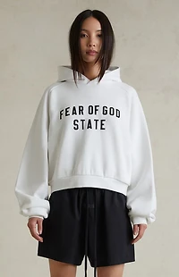 Fear of God ESSENTIALS Women's Bright White Raglan Cropped Hoodie