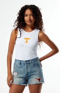 HYPE & VICE Texas Longhorns High Waisted Relaxed Patched Denim Shorts