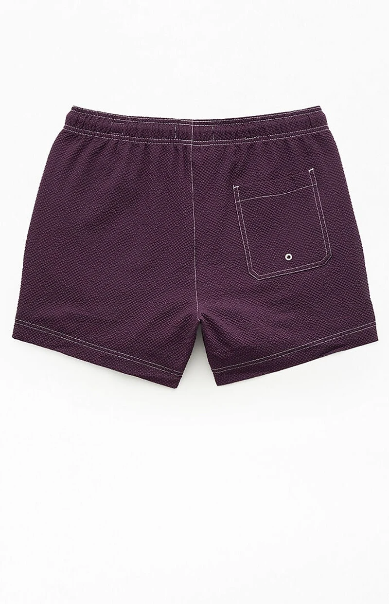 Pacsun Plum Cursive Contrast Stitch 4.5" Swim Trunks