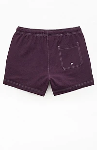Pacsun Plum Cursive Contrast Stitch 4.5" Swim Trunks