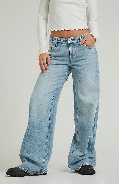 Pacsun Casey Low Rise Baggy Jeans Butt Slit Light Indigo