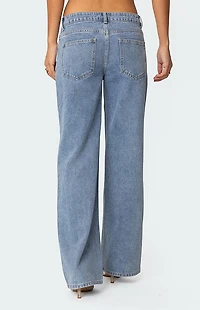 Edikted Faux Suede Stripe Low Rise Jeans