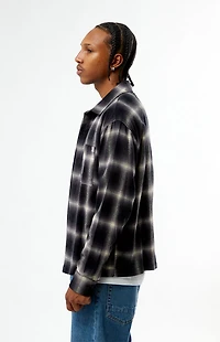Pacsun Black & Purple Plaid Long Sleeve Flannel Shirt