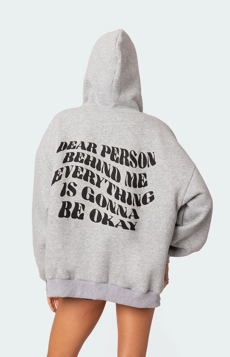 Edikted Everything's Ok Zip-Up Oversized Hoodie