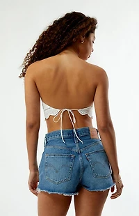 Levi's Medium Indigo 501 Original Ripped Denim Shorts