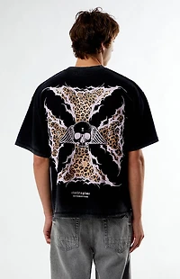 No Tomorrow x Civil Active Leopard Iron Skull Ripped Oversized T-Shirt