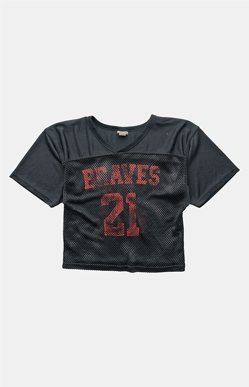 PS VINTAGE 90s Braves Mesh Jersey V-neck Graphic Top