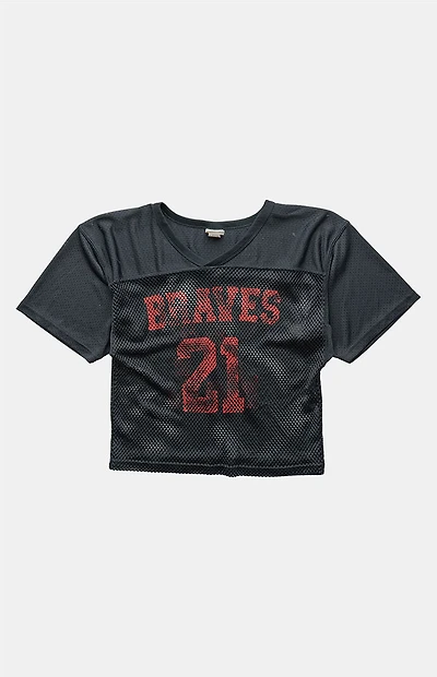PS VINTAGE 90s Braves Mesh Jersey V-neck Graphic Top