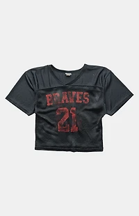PS VINTAGE 90s Braves Mesh Jersey V-neck Graphic Top