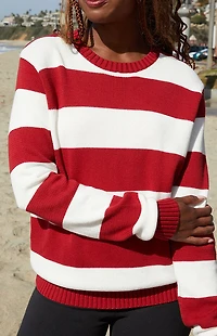 John Galt Red & White Striped Martha Sweater
