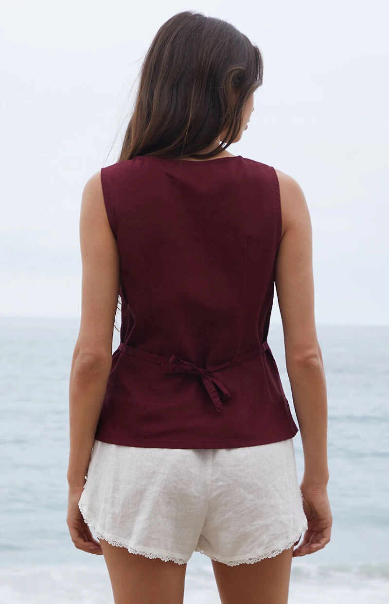 John Galt Burgundy Rafaela Top