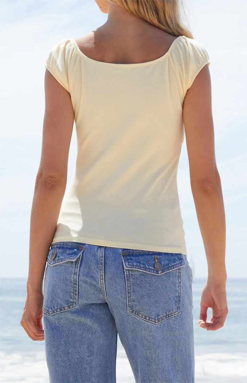 John Galt Yellow Casey Ruched Top