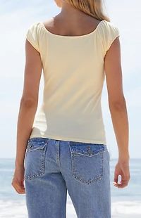 John Galt Yellow Casey Ruched Top