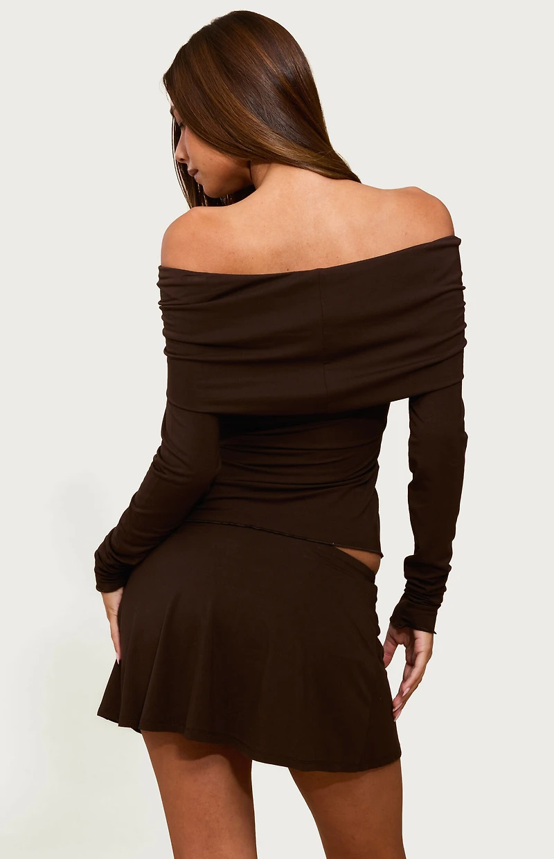 Edikted Habiba Foldover Off Shoulder Top
