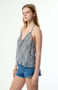 Beverly and Beck Stella Plaid Cowl Neck Tank Top