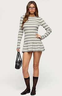 Edikted Caisyn Striped Ribbed Knit Mini Dress