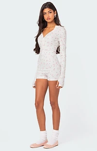 Edikted Mindy Printed Pointelle Romper