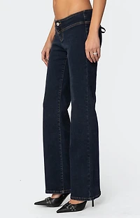 Edikted Ribbon Lace Up Low Rise Jeans