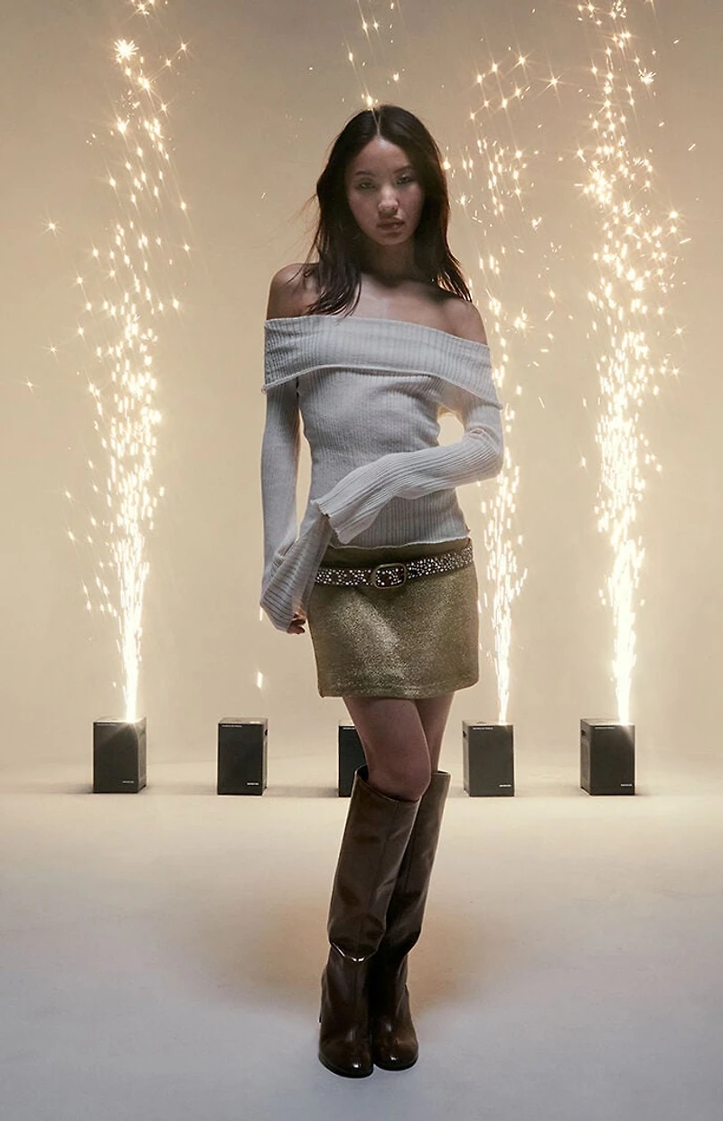 Third Charm Shine Mini Skirt