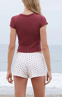 John Galt White Emery Floral Pointelle Lounge Shorts