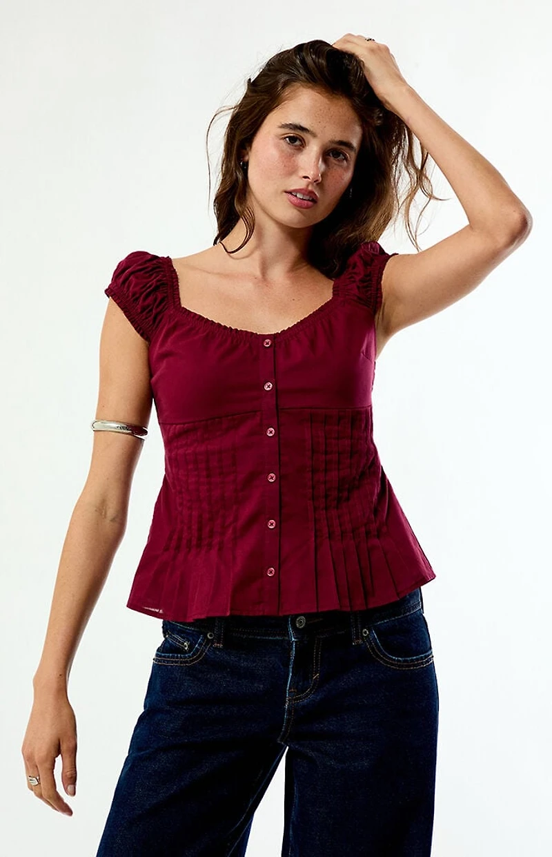 Your Favorite Carla Ruched Button Up Top