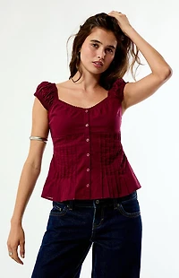 Your Favorite Carla Ruched Button Up Top