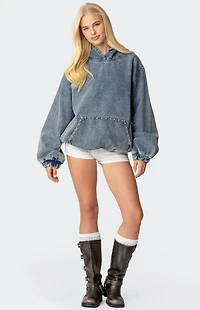 Edikted Marney Oversized Studded Denim Hoodie