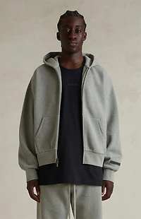 Fear of God ESSENTIALS Concrete Heather Classic Fleece Zip Up Hoodie