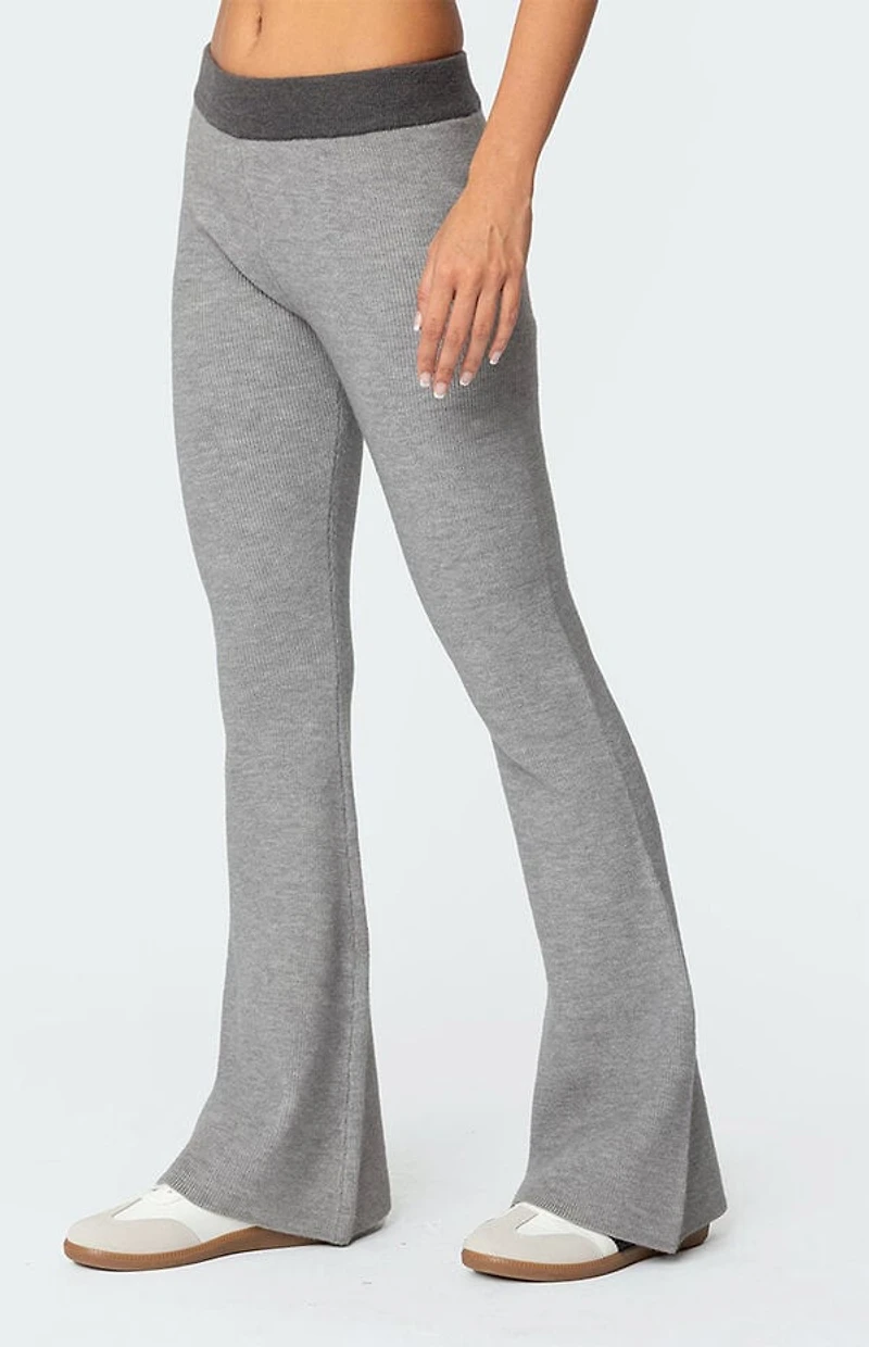 Edikted Lei Contrast Knit Flared Pants