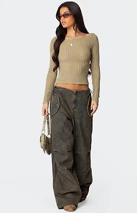 Edikted Textured Sheer Boat Neck Top