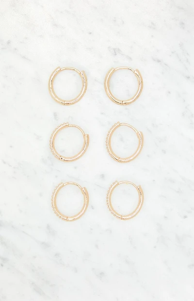 LA Hearts 3 Pack Dainty Rhinestone Hoop Earrings