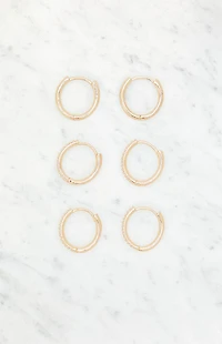 LA Hearts 3 Pack Dainty Rhinestone Hoop Earrings