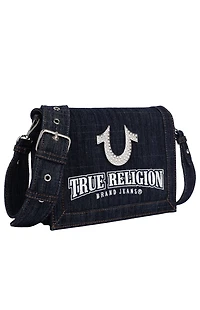 True Religion Bling Horseshoe Denim Messenger Bag