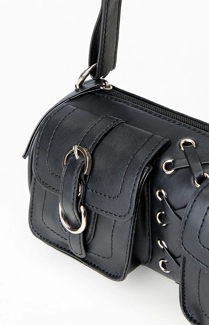 Pacsun Faux Leather Lace Up Structured Shoulder Bag