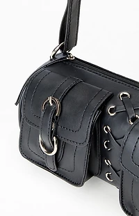 Pacsun Faux Leather Lace Up Structured Shoulder Bag