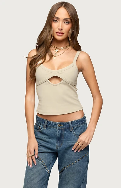 Edikted Karin Cut Out Ribbed Tank Top