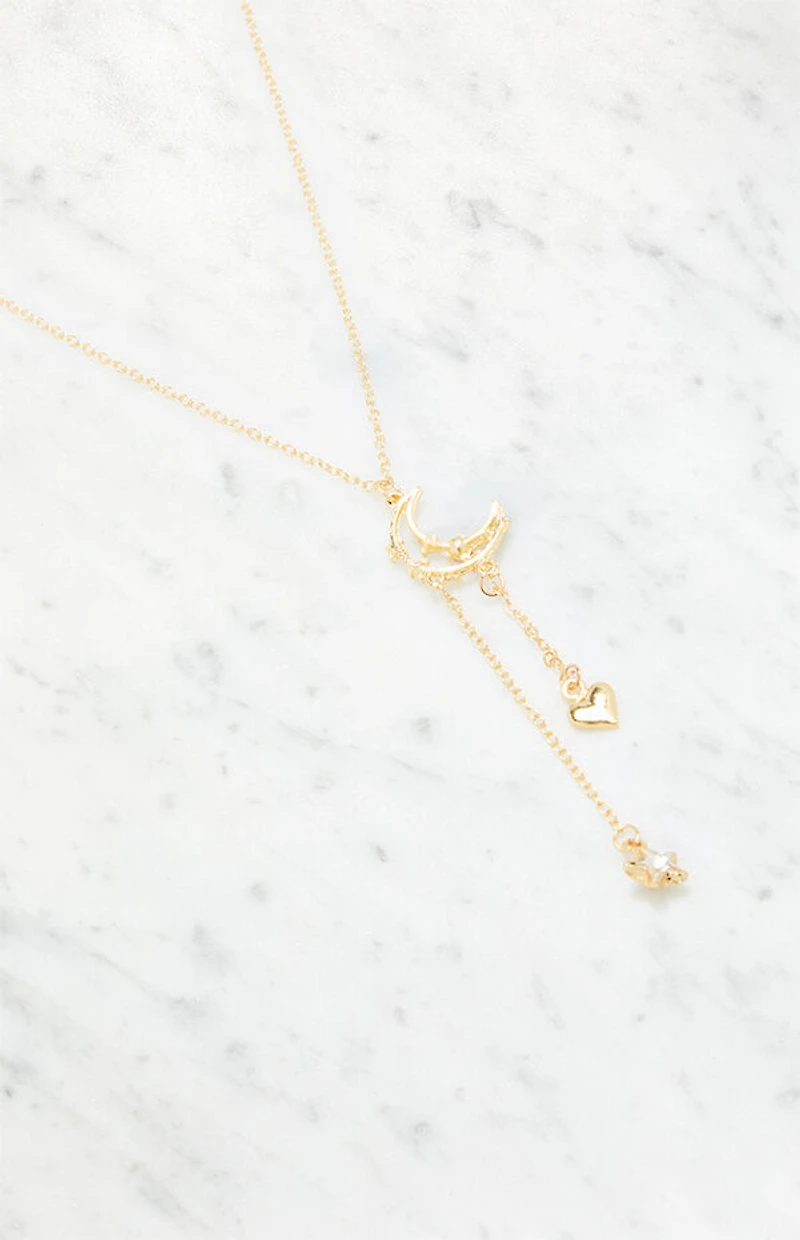 LA Hearts Moon Pendant Necklace