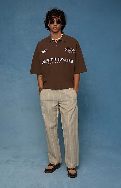 Pacsun Cream Striped Straight Leg Linen Pants