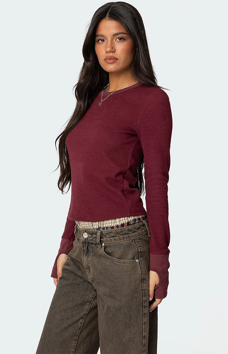 Edikted Waffle Long Sleeve T-Shirt