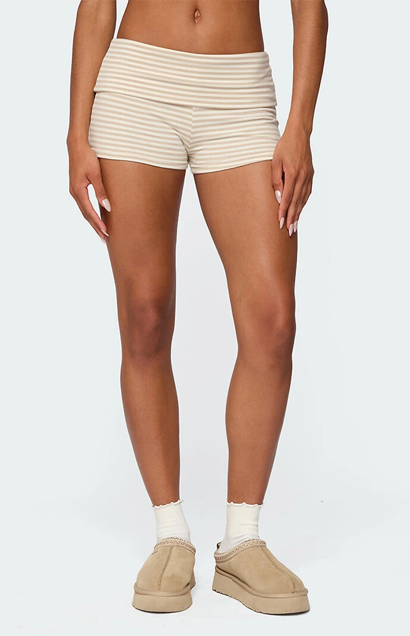Edikted Kodi Striped Fold Over Shorts