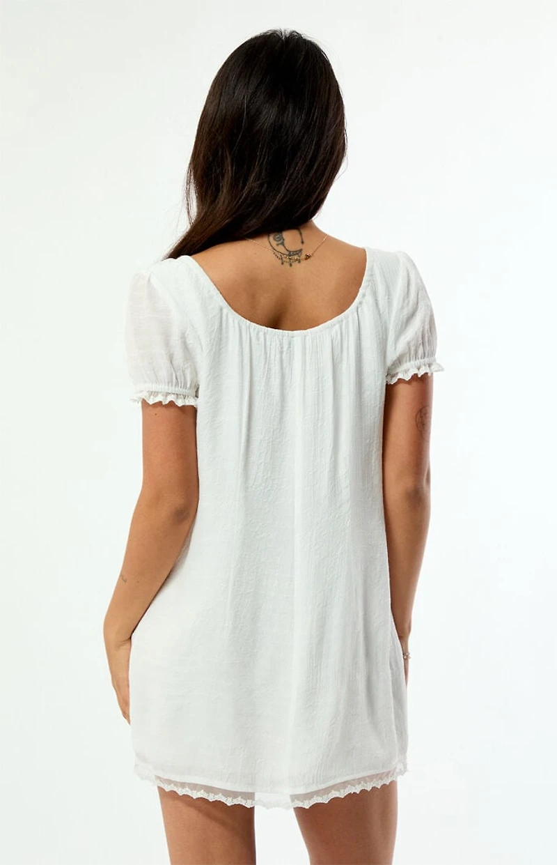 Beverly and Beck Naomi Lace Trim Short Sleeve Babydoll Dress